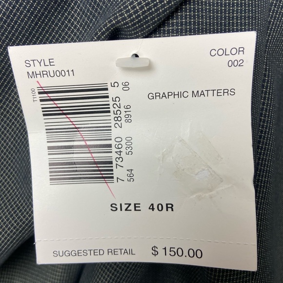 NWT Crazy Horse  Claiborne Company Men's Suite Coat Jacket Rayon Blend Size 40R - Picture 6 of 9